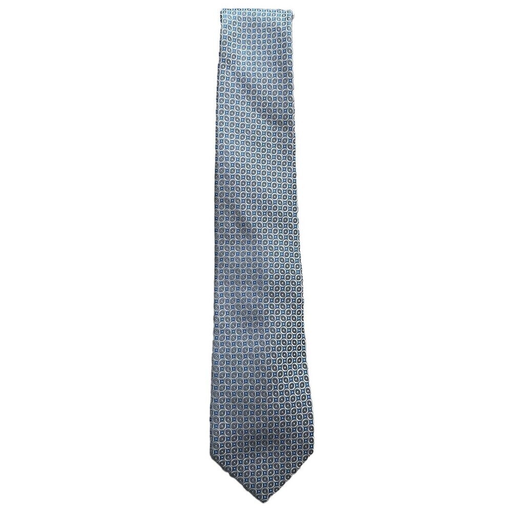 Gray Blue Geometric Silk Tie